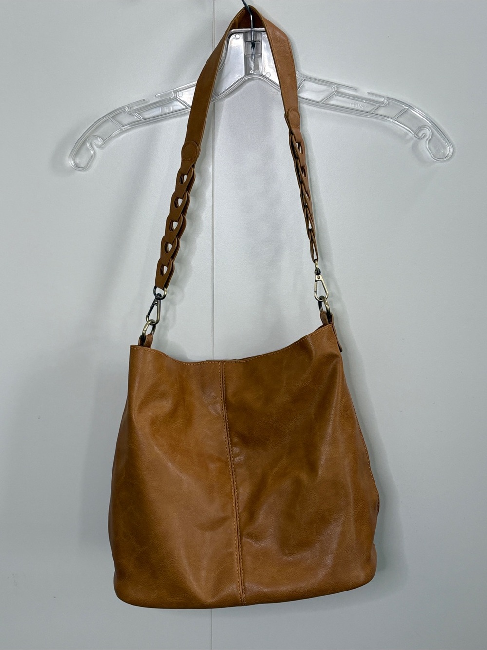 Joy Susan Classic Tan Vegan Leather Shoulder Bag
